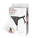 Lux Fetish Beginners black strap-on harness with adjustable straps displayed on a white mannequin.