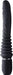 Black vibrating and thrusting dildo with textured shaft and ergonomic ribbed handle with control buttons.