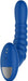 Blue ribbed silicone vibrating massager with ergonomic curved design and magnetic charging port.