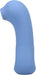 Blue ergonomic silicone suction toy with curved design for targeted clitoral stimulation.
