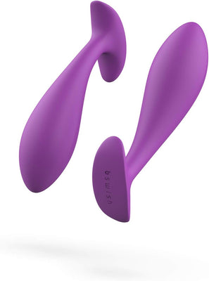 Purple silicone prostate massager with tapered head and flared base, designed for comfortable and secure wear.