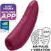 Bordeaux red Satisfyer Curvy 1+ vibrator with app control, featuring air pulse and vibration functions.