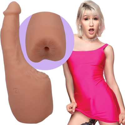 Signature Cocks Transgirls Lena Moon Ultraskyn Dual Density 4.5 In. Cock With Penetrable Ass Beige