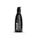 Back view of Wicked Aqua Cinnamon Bun water-based lubricant bottle with usage instructions and product details on black packaging.