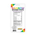 Back packaging of Rainbow Boobie Pops candy with nutrition facts and colorful rainbow design accents.