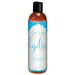 Bottle of Intimate Earth Hydra natural water-based lubricant with plant cellulose, 4 fl oz size and blue label design.