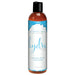 Bottle of Intimate Earth Hydra natural plant cellulose water-based lubricant with blue and white label.