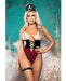 Castaway Teddy with Rhinestone Fishnet Cups, Dagger Detail Garter & Hat 3 pc Set - Black/Red M/L