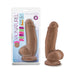 7-inch realistic brown dildo with suction cup base shown in packaging and standalone for hands-free use.