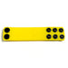 Yellow silicone ball strap stretcher with multiple black snap fasteners for adjustable sizing.