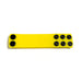 Yellow silicone ball stretcher strap with multiple black snap fasteners for adjustable sizing.