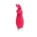 Pink rechargeable mini vibrator shaped like a bunny with a smooth silicone body and silver base.