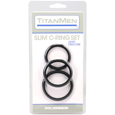 Titanmen Slim C-Ring 3pc Silicone Set Black