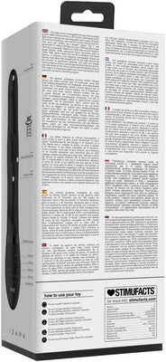 Back view of Vive Izara Rotating Beads Rabbit vibrator packaging showing product details, instructions, and specifications in multiple languages.