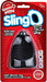 Screaming O SlingO black silicone ring with solid ball, packaged on red backing with product details.