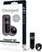 Charged Vooom remote control bullet vibrator with USB charging cable and silicone remote control ring in black packaging.