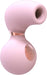 Pink ergonomic clitoral vibrator with a rounded suction head and rose gold accent button.