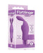 Packaging of The 9's Flirt Finger Bunny Finger Vibrator in purple with product image and key features listed.