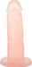 Peach-colored silicone dong with strong suction base, 5.5 inches long, designed for versatile use and easy cleaning.