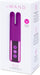 Le Wand Deux twin motor rechargeable vibrator in purple with easy control buttons on white packaging box.