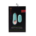 Nu Sensuelle Remote Control Petite Egg in teal with matching remote in black packaging with colorful logo and text.