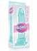 Light blue 7-inch jelly TPR beginner-friendly dong with suction base in playful polka dot packaging.