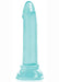 Translucent light blue 7-inch jelly TPR dong with a strong suction cup base for hands-free use.