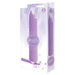 Packaging of a pastel lavender single-speed vibrator with a sleek 7-inch design shown at actual size.
