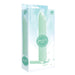 Pastel mint green 7-inch single-speed vibrator in sleek, compact design with ribbed base, displayed in matching packaging.