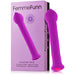 Purple textured Femme Funn Diamond Wand with pointed tip and packaging highlighting 21 vibration modes and waterproof design.