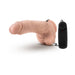 Vanilla-colored 9-inch realistic vibrating dildo with adjustable remote control and suction cup base.