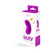 Packaging box of VeDO Izzy rechargeable clitoral vibe in purple with product image and branding details.