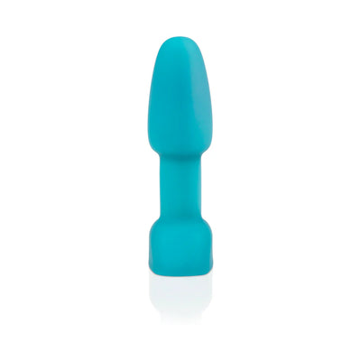 Compact turquoise silicone anal plug with tapered tip and flared base, designed for beginner-friendly rimming stimulation.