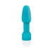 Compact turquoise silicone anal plug with tapered tip and flared base, designed for beginner-friendly rimming stimulation.