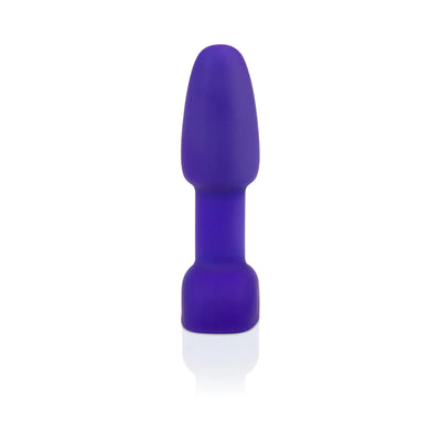 Compact purple silicone vibrating rimming plug with smooth, tapered design for beginner-friendly anal stimulation.
