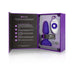 B-Vibe Rimming Petite Plug in purple with wireless remote control displayed in open purple packaging box.