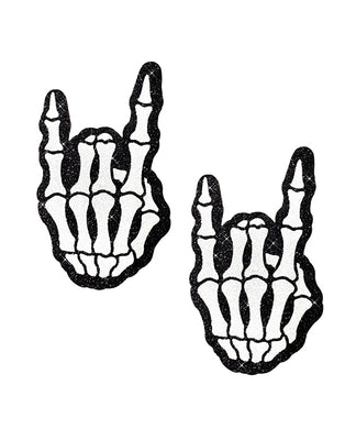 Neva Nude Rock On Skeleton Glitter Pasties - Black/White O/S