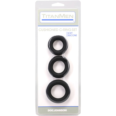 Titanmen Cushioned C-Ring 3pc Silicone Set Black