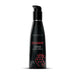 Black bottle of Wicked Aqua Strawberry flavored water-based intimate lubricant with a pump dispenser and strawberry graphic.