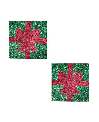 Neva Nude HO HO HO Christmas Gift Pasties - Green/Red O/S