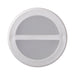 Round silver and gray compact mirror with a horizontal bar across the center.