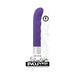 Purple curved vibrator with textured silver base, featuring 10 speeds and turbo boost mode, waterproof design.