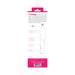 Packaging back of Wanda Rechargeable Wand showing product features and specifications in pink and white design.