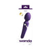 Purple Wanda rechargeable wand with a flexible head and sleek handle shown on white packaging.