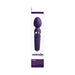Purple Wanda rechargeable wand with sleek silicone design shown in its tall white and purple packaging box.