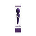 Purple Wanda rechargeable wand with a sleek curved design and silver accent, shown in its white and purple packaging.