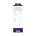 Packaging back of Wanda Rechargeable Wand showing product features, specifications, and usage instructions in purple and white design.