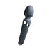 Sleek gray rechargeable wand massager with flexible head and chrome accents, designed for targeted body relaxation.