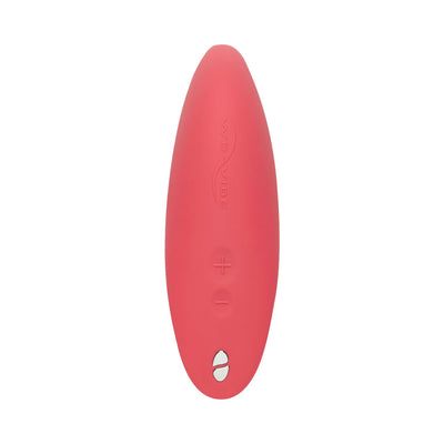 Pink We-Vibe Melt clitoral suction stimulator with plus and minus control buttons on a white background.