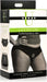 Packaging of Lace Envy 2XL black crotchless panty harness with model wearing the product showing front and back views.